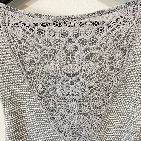 Rolla Coaster Y2K Light Grey Lace Knit Crop Top Size S - Picture 2 of 15